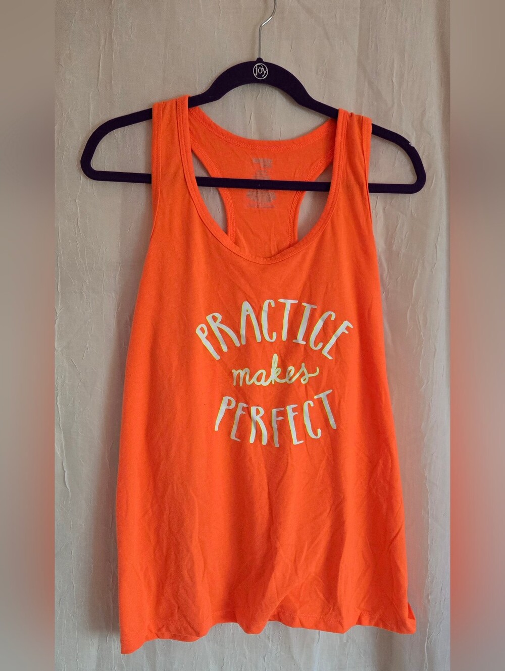 Bright Orange Racerback Tank with White Script